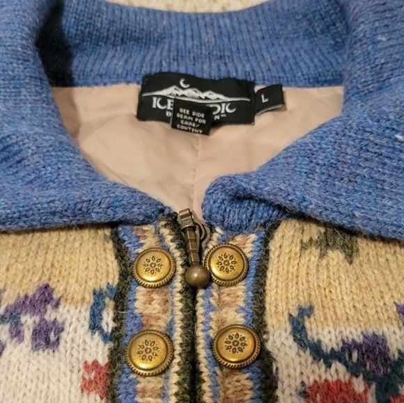 Vintage Icelandic Design Wool Granny Cottage Sweater Flowers Birds Nordic - Picture 10 of 12